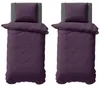 4 teilige Uni Bettwäsche 155x220 cm Mikrofaser Aubergine Produktbild-Vorschau 1