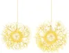 Two dandelion-shaped LED light spheres hanging against a white background. Voir les images du produit