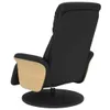 A black leather recliner chair with wooden armrests, shown from the back and side. Produktbild-Vorschau