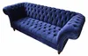 Chesterfield Design Luxus Polster Sofa Couch 3 Sitz Blau Produktbild-Vorschau 2