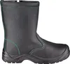 A black work boot with green stitching against a white background. Náhľad obrázku produktu