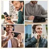 Collage of four images showing a man using a smartphone with a case, a phone case on a desk, a man playing a game on a phone, and a man talking on a phone. Náhled obrázku produktu