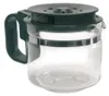 A clear glass coffee pot with a black lid and handle. Anteprima dell’immagine prodotto