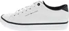 A side view of a white Tommy Hilfiger low-top sneaker with navy accents. Náhled obrázku produktu