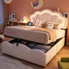 Merax gestoffeerd bed met bloemenprint, 140x200 cm, met Productafbeelding-voorbeeld 2