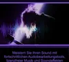 A person with purple hair playing a guitar, with a sound wave graphic overlaid. Produktbild-Vorschau