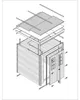 An exploded isometric view of a wooden garden shed assembly, showing all the individual components. Podgląd zdjęcia produktu