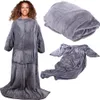 Verk 24306 Coperta in pile con maniche 200 x 140 cm grigio Anteprima dell’immagine prodotto 2
