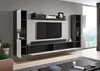 A modern living room wall unit with a television, shelves, and cabinets. Náhľad obrázku produktu