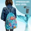 HECKBO Sac de sport fille motif sirène | Sac à cordon pour Voir les images du produit 5