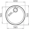 A top-down technical drawing of a round sink with dimensions indicated. Produktbild-Vorschau