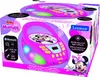 The image shows the retail packaging of a Minnie Mouse themed Bluetooth CD player for children. Podgląd zdjęcia produktu