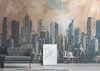 NEWROOM Tapete Orange Vliestapete Gebäude - Wandbild Modern Produktbild-Vorschau 1