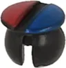 A close-up studio shot of a small black plumbing fitting with red and blue accents. Produktbild-Vorschau