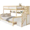 Kinder-Etagenbett mit Rollbett, Stauraumtreppe, Fallschutz, Produktbild-Vorschau 15