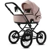 A beige and black retro-style baby stroller with a bassinet attachment, shown against a white background. Produktbild-Vorschau