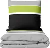 Baumwolle Bettwäsche Set 135x200 cm 80x80 cm Grau Grün Produktbild-Vorschau 1
