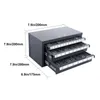 A three-drawer drill bit organizer cabinet with dimensions labeled. Anteprima dell’immagine prodotto