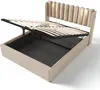A bed frame with the mattress support lifted, revealing storage space underneath. The headboard has integrated lights. Náhled obrázku produktu