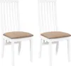 Two white dining chairs with brown seats are shown against a white background. Náhled obrázku produktu