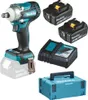 A collection of Makita power tools and accessories, including an impact wrench, batteries, charger, and storage case. Produktbild-Vorschau