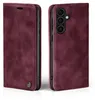 A burgundy flip case for a smartphone is shown from two angles. Produktbild-Vorschau
