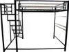 A black metal loft bed with stairs, shown against a white background. Náhled obrázku produktu