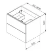 Technical drawing of a bathroom vanity with dimensions. Náhled obrázku produktu