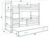 Kinderhochbett mit Zustellbett ohne Matratzen 80x190 FERGUS Produktbild-Vorschau 2