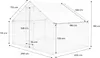 A diagram showing the dimensions of a chicken coop or aviary. Produktbild-Vorschau