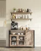 A coffee station setup with a sideboard, espresso machine, shelves, and various coffee-related accessories. Náhled obrázku produktu
