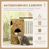 PawHut Kratztonne Höhe 73 cm Katzenturm mit 3 Ebenen, Produktbild-Vorschau 4
