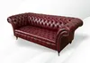 Chesterfield 3 Sitzer Bordaux Modern Design Couchen Leder Produktbild-Vorschau 4
