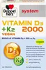 The image shows the front packaging of Doppelherz Vitamin D3 + K2 2000 VEGAN tablets. Anteprima dell’immagine prodotto