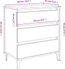 A diagram of a dresser with dimensions indicated. Anteprima dell’immagine prodotto