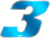 Aufkleber Rennnummer für Motorrad "3" blau 100 x 130 mm Produktbild-Vorschau 1