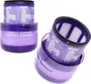 Two purple vacuum cleaner filters are shown against a white background. The filters have a patterned white mesh inside a translucent purple plastic casing. Produktbild-Vorschau
