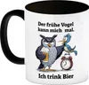 Graue Eule mit Bierkrug - Der frühe Vogel kann mich mal Produktbild-Vorschau 2
