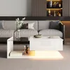 MODFU Table Basse Moderne avec Plateau Verre et Rangement - Voir les images du produit 2