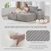 Modulares Cordsofa - 2-Sitzer mit 2 Hockern, Khaki-Hellgrau Produktbild-Vorschau 6