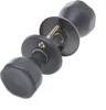 A black doorknob set with rosettes and a connecting spindle, shown against a white background. Podgląd zdjęcia produktu