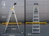A collage of two images showing a ladder from different angles, with dimensions and weight capacity indicated. Náhľad obrázku produktu