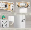 Collage of images showing features of a massage table, including its storage and portability. Náhled obrázku produktu
