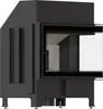 A black fireplace insert with a glass door partially open, showing the interior. Produktbild-Vorschau
