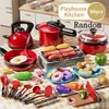 A collection of toy kitchen accessories laid out on a checkered tablecloth. Anteprima dell’immagine prodotto