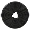 A black circular charcoal filter with a ribbed surface and a central opening. Produktbild-Vorschau