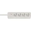 A white power strip with four sockets and a power switch is shown against a white background. Produktbild-Vorschau