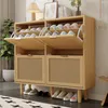 Merax skrinka na topánky so 4 chlopňami, ratanový botník, Náhľad obrázku produktu 4
