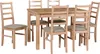 A wooden dining table with six chairs. Produktbild-Vorschau