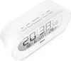 A white digital alarm clock with a digital display showing the time, date, and temperature. Anteprima dell’immagine prodotto